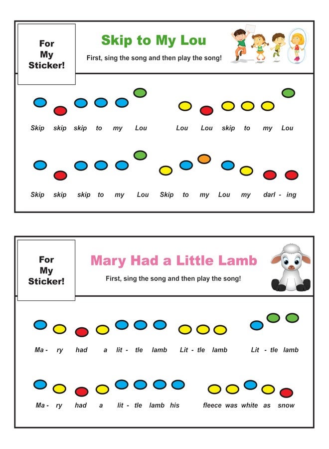 The HAPPY PIANO KIT for Memory. Color Stickers & Song Activity Kit for Kids - Booklet w/12 Songs, 3 Coding Sticker Sets, Reward Stickers, Easy 2 Follow, Ages 4 & up. Digital Baby Shark Lesson - Image 4